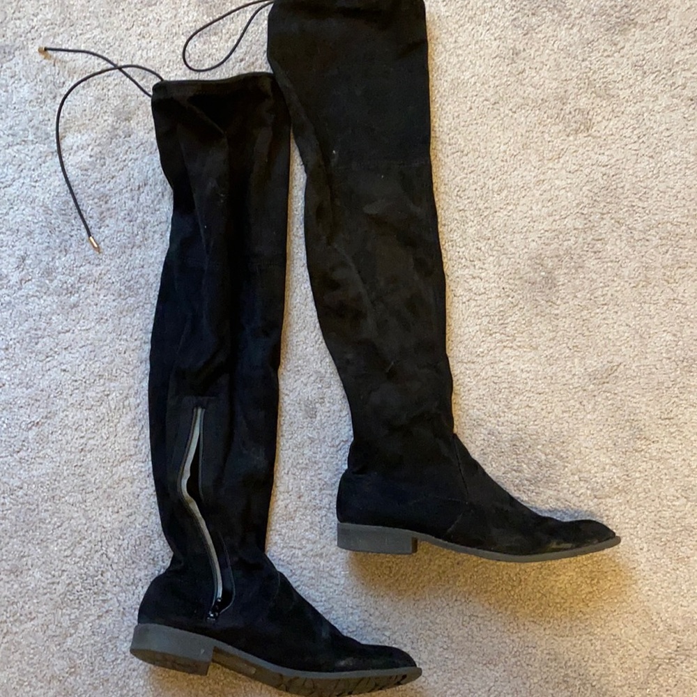 Over the knee black suede boots